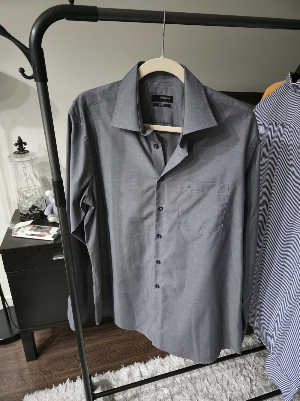 Seidensticker Splendesto Gray Button Down Dress Shirt Size 42 16.5